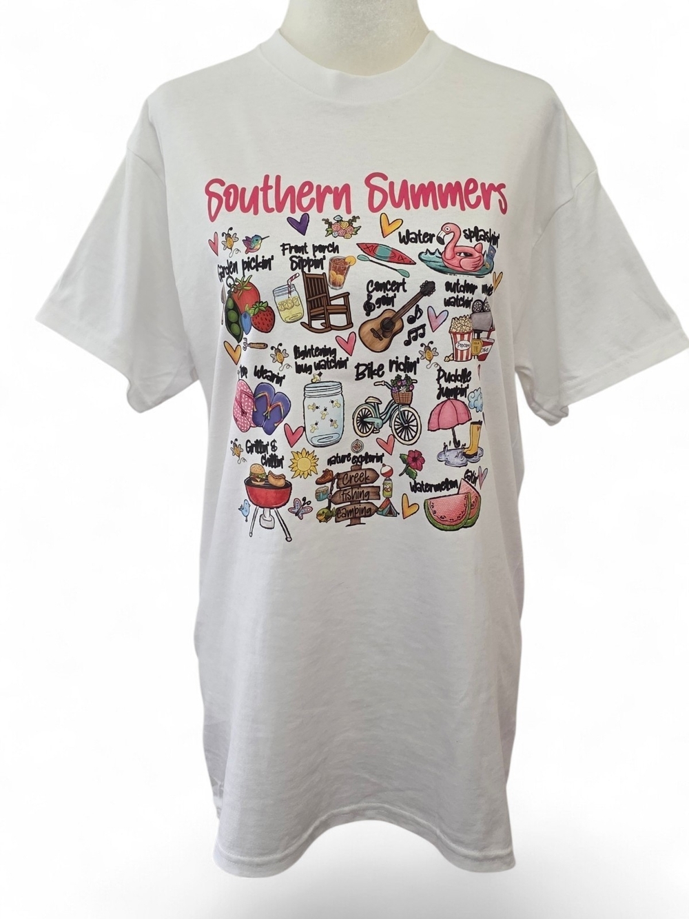 White Unisex Southern Summer Graphic Short Sleeve Tee